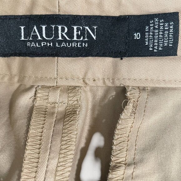 Lauren Ralph Lauren Wide Leg Pants Tan High Rise Size 10 Resort 23 Chic - Picture 3 of 14